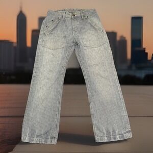 Vintage Gap Railroad Striped Denim Jeans Size 30x30 Blue High Waist Wide Leg